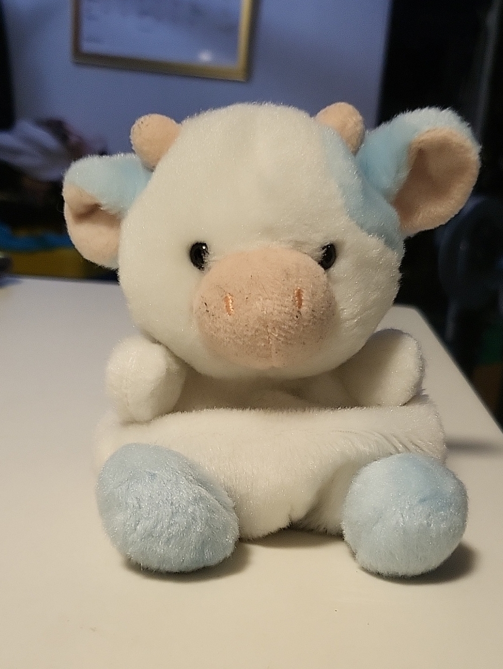 Plush Blue & White Cow Soft Toy - Kids Toy